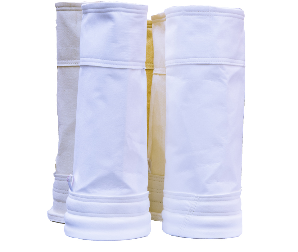 four white filter bags